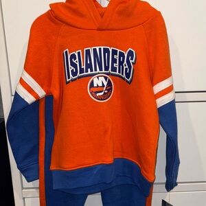 NHL New York Islanders Kids Orange and Blue Hoodie with matching sweatpants